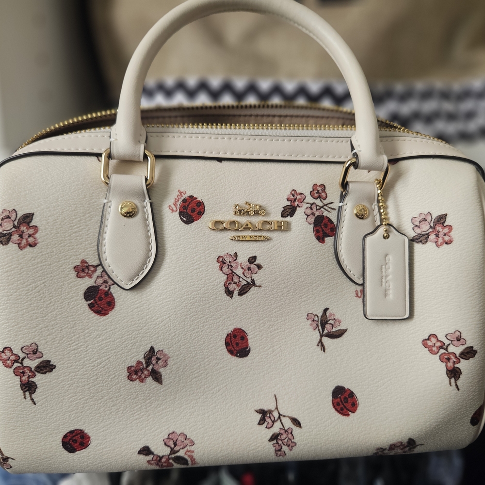 Coach Cream Floral and Ladybug Satchel